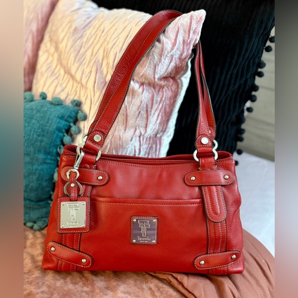 TIGNANELLO RED LEATHER SHOULDER HANDBAG - Picture 2 of 8